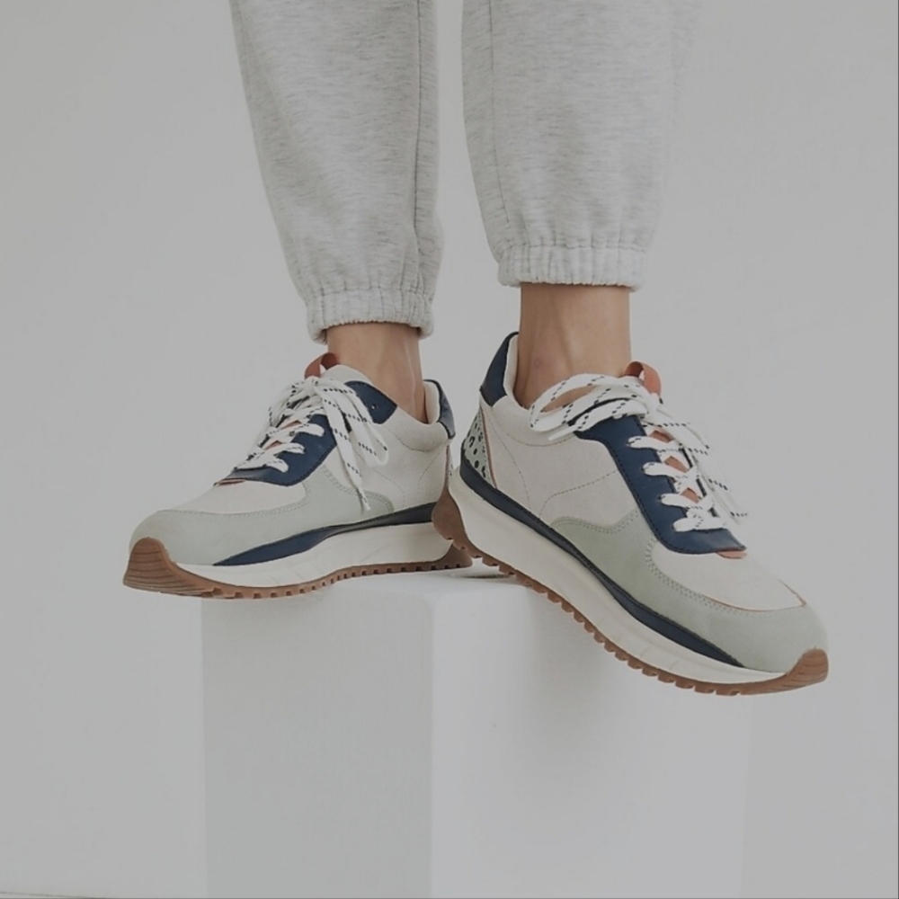 MADEWELL Kickoff Trainer Sneakers in Colorblock Suede and Nubuck Leather 6.5
